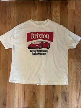Vintage Graphic Tee Brixton Oversized White Lamborghini Racing (size M)